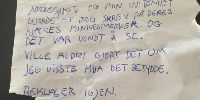 Minnesmerkene til Dans familie ble nedtagget. I dag tidlig våknet han til blomster - og en lapp