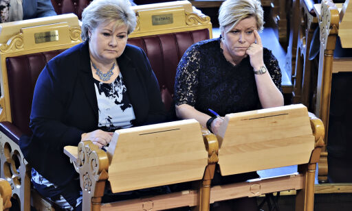 Oslo 20180320
Justisminister Sylvi Listhaug går av etter siste ukers Facebook - bråk . reaksjoner på Stortinget
Erna Solberg og Siv Jensen
Foto: Hans Arne Vedlog / Dagbladet